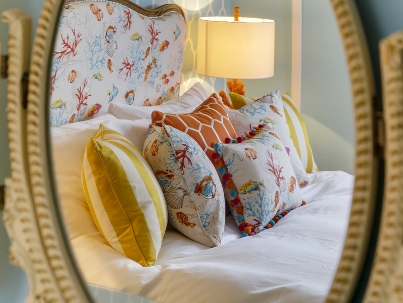 The seaside master bedroom at Hillside Cottage, Port Isaac