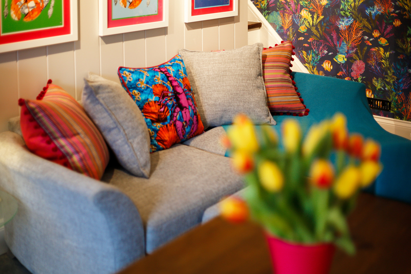 Pops of colour throughout the ground floor at Hillside Cottage, Port Isaac