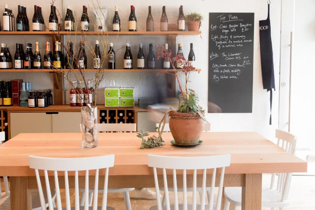 The interior of a café, restaurant and takeaway calledFee's Food in Rock, Cornwall.