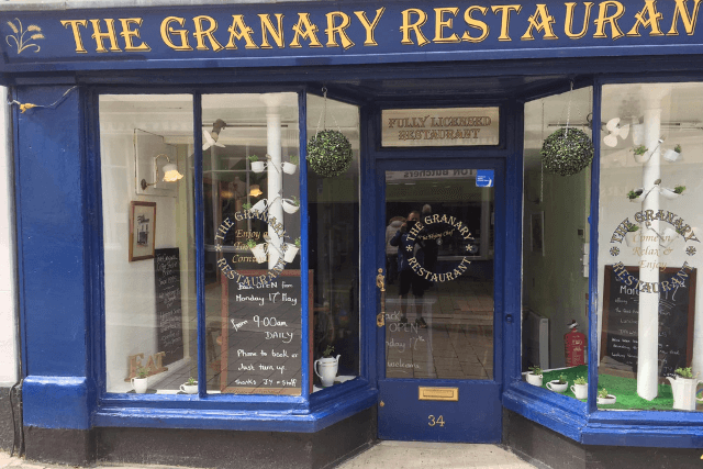 The Granary Restaurant exterior in Wadebridge, Cornwall.